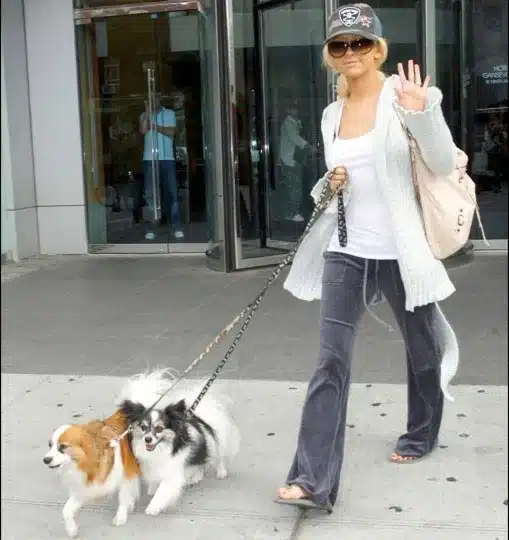 Christica Aguilera con sus mascotas de raza Papillón